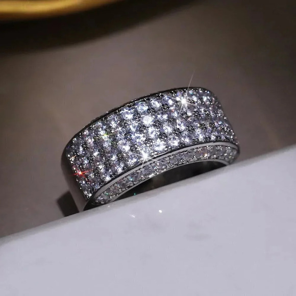 🎁925 Silver Plated Beautiful CZ Luxury Ring for Women Men, MLNN1176 - Picture 5 of 7